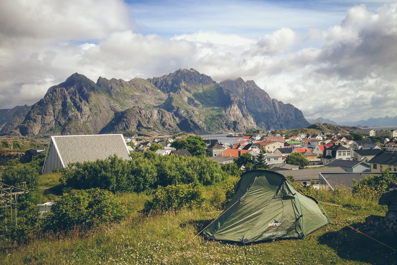 Lofoten Norway camping tent solo woman